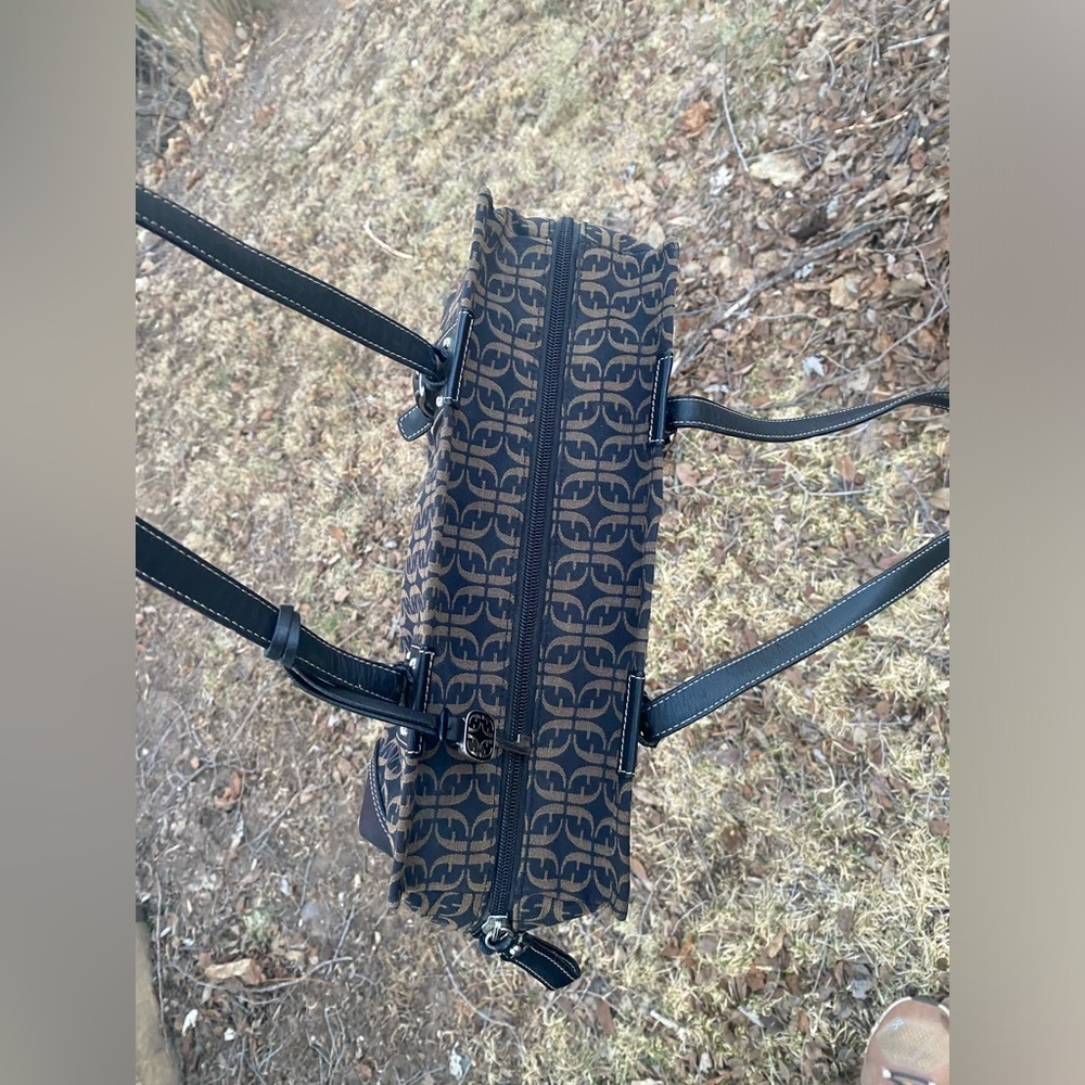 Fossil Y2k Barrel Bag Signature Canvas Leather Mo… - image 6